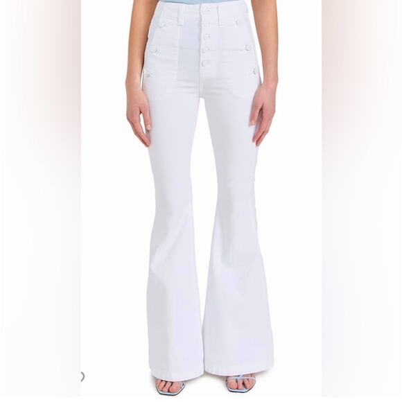 7 for All Mankind Portia Mega Flare Jeans Clean White - Picture 1 of 6